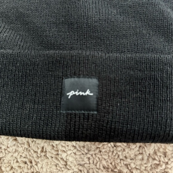 PINK Victoria's Secret Classic Black Beanie - Picture 3 of 3